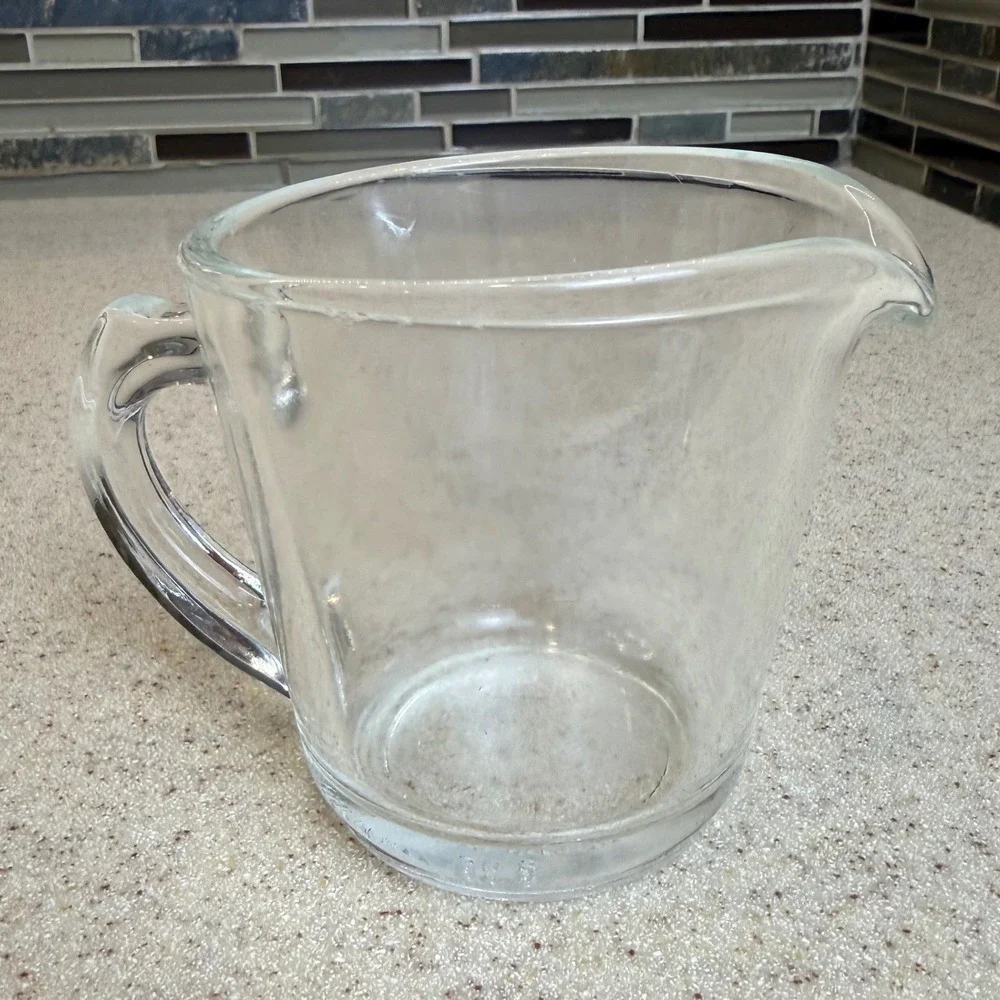 Vintage Pyrex #508 Clear Glass Measuring Cup D-Handle w/ spout 8oz Retro Kitchen